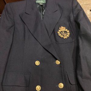 New Women's Double Breasted Navy Blazer Lauren by Ralph Lauren - Size 12